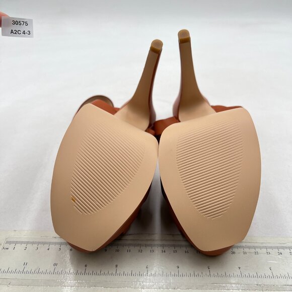 YDN Tan Brown Strappy High Heeled Platform Sandals Peep Toe T-strap Dress Shoes - Picture 7 of 8